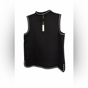 Max Studio Black Sleeveless Blouse with White Trim